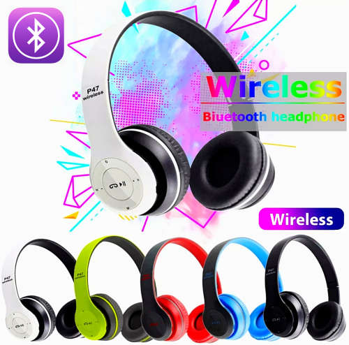 Wireless Bluetooth Bass Headphones with MP3 player, Microphone. TF Card slot Assorted colors