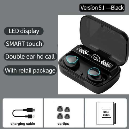 Premium M10 Wireless Earbuds With Power Bank. Compatible With Android, iOS, Windows & Mac OS. BT 5.1