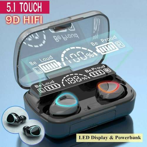 Premium M10 Wireless Earbuds With Power Bank. Compatible With Android, iOS, Windows & Mac OS. BT 5.1