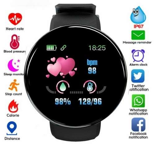 New 2022* Smart Watch. Heart Rate Monitor.  Blood Pressure. Fitness Bracelet. Black and Blue color.