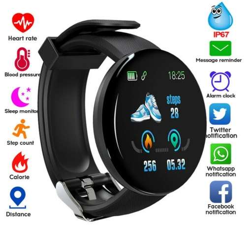 New 2022* Smart Watch. Heart Rate Monitor.  Blood Pressure. Fitness Bracelet. Black and Blue color.
