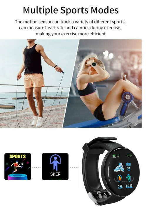 New 2022* Smart Watch. Heart Rate Monitor.  Blood Pressure. Fitness Bracelet. Black and Blue color.