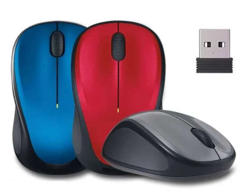 2.4GHz Slim Optical Wireless Mouse. Available in Black, Blue, Red and Silver colors.