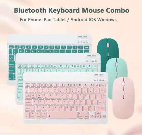 Ultra Thin Rechargeable Bluetooth Keyboard & Mouse Set. For Tablet, Phone and PC and Laptop.