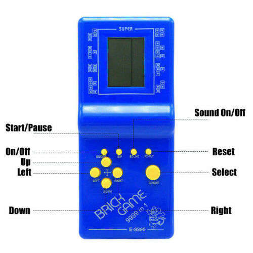 999-IN-1 Brick Game. With Onboard Games. Available in Red, Blue, Green and Yellow color