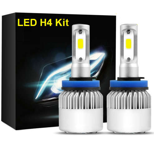 H4 LED Headlight bulbs. Hi/Low Beam. Super Bright Cool White lighting kit. .