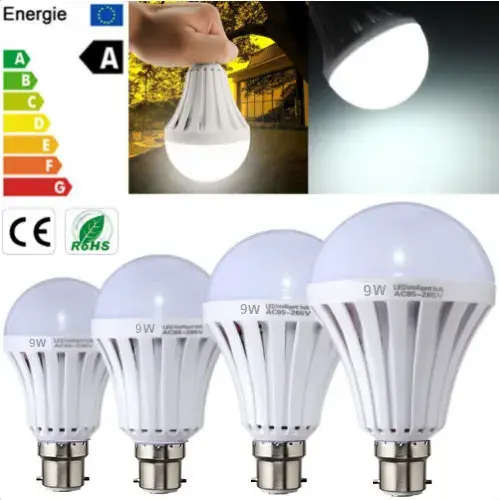 Intelligent LED Emergency Light Bulb. Built in battery to stay lit during power cuts. Pin Type