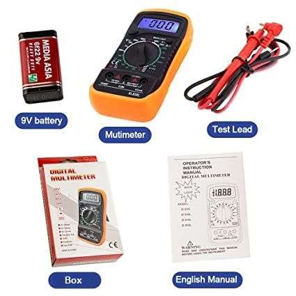 Digital Multimeter - Portable, Backlit LCD, Non-Slip Sleeve, Various Functions, 9V Battery Included