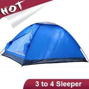 Foxhunter 3 Person Camp Tent. All Seasons. Available in Blue, Brown and Grey colors