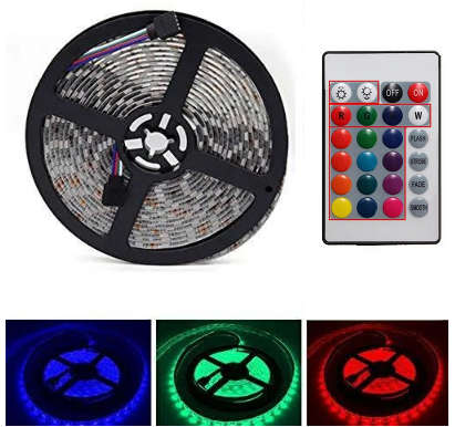 5m colorful LED light strip with remote. Weatherproof. 12v