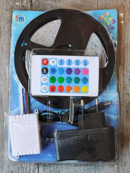 RGB colorful LED 5m light strip with remote. Weatherproof. 12v