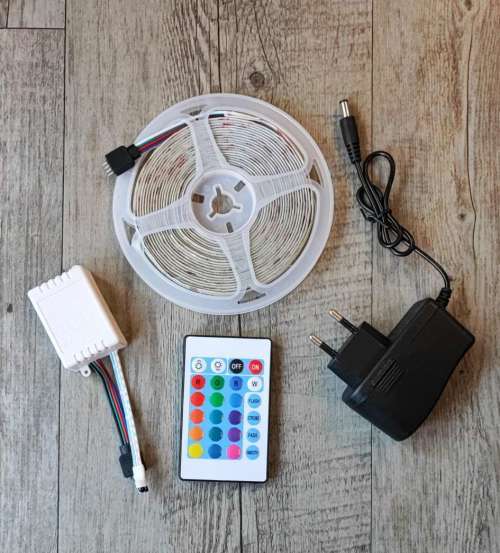 RGB colorful LED 5m light strip with remote. Weatherproof. 12v