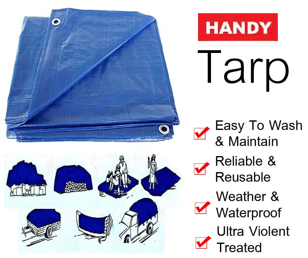 Waterproof Blue Tarp Cover With Grommets. 1.8m x 1.2m Tarpaulin Cover