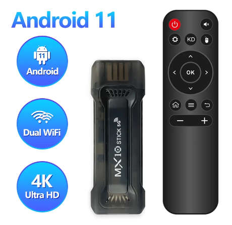 MX10 Ultra Tv Stick. 32GB, 4GB DDR3, 4K, 5G wifi, All in one cable free Android tv.