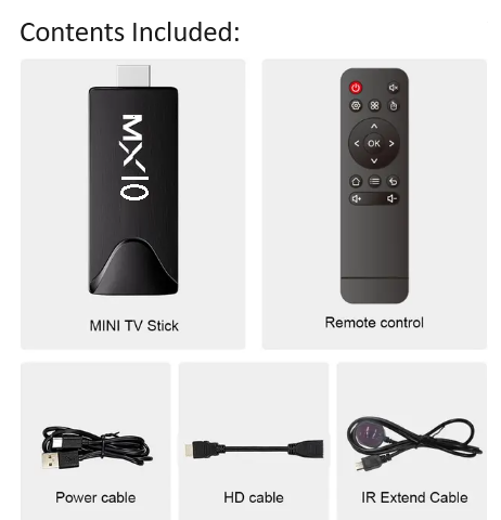 MX10 Ultra Tv Stick. 32GB, 4GB DDR3, 4K, 5G wifi, All in one cable free Android tv.