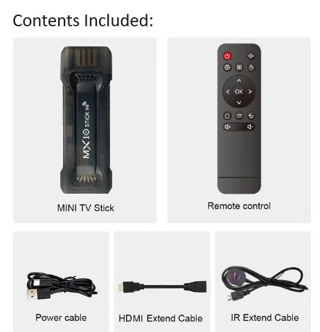 MX10 Ultra Tv Stick. 32GB, 4GB DDR3, 4K, 5G wifi, All in one cable free Android tv.