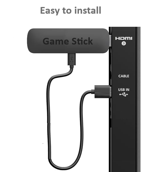 4K Game Stick with 1000+ Games. 64GB. HDMI, 2 Wireless Controller
