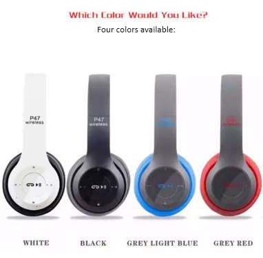 Wireless Bluetooth Bass Headphones with MP3 player, Microphone. TF Card slot Assorted colors