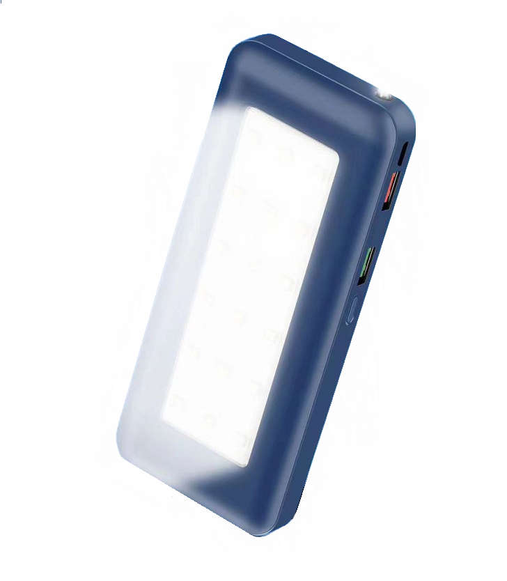 10 000mAh Power Bank with a Bright Rear Lantern. Ideal For Power Cuts. Assorted colors available