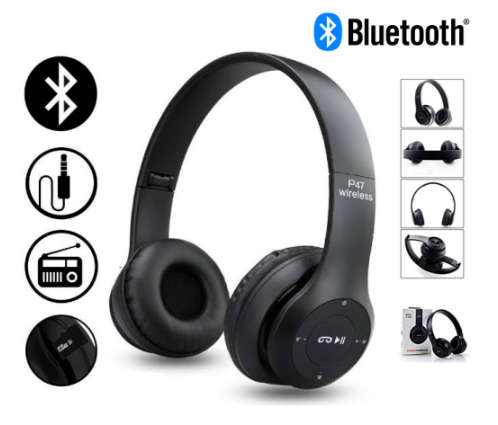 Wireless Bluetooth Headphones with MP3 player, Microphone. TF Card slot. Black color