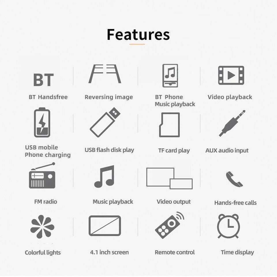 4.1" Car MP4/MP5 Video Player. Bluetooth, Handsfree, USB, SD, Aux, FM Radio