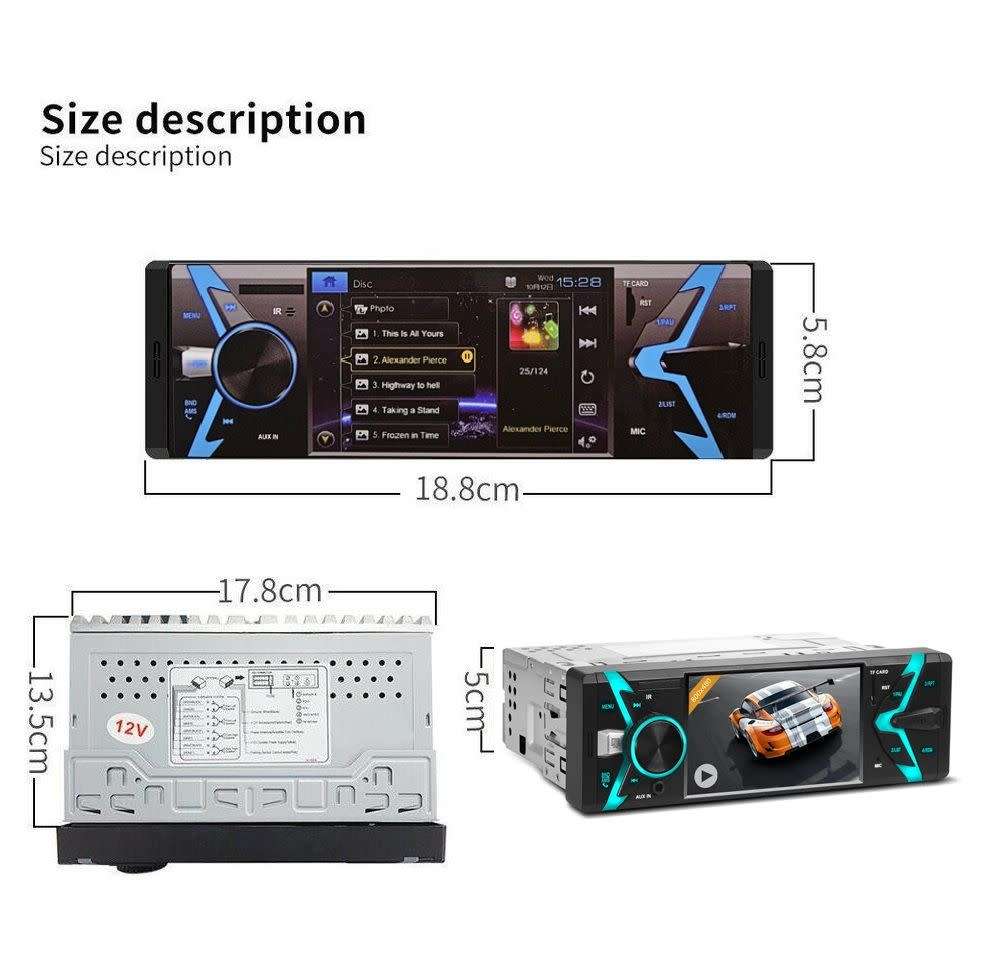 4.1" Car MP4/MP5 Video Player. Bluetooth, Handsfree, USB, SD, Aux, FM Radio