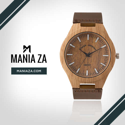 Bamboo and Leather Wrist Watch