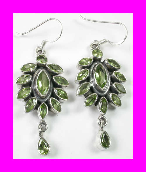fancy PERIDOT Earrings in Sterling Silver