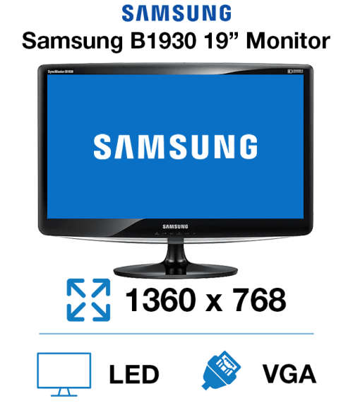 18.5` Samsung SyncMaster LCD Display, VGA Port, 1360 x 768
