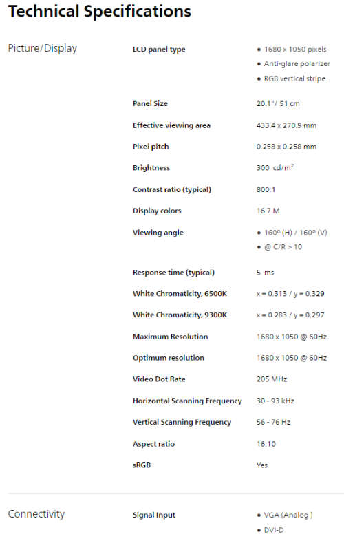 20` Phillips LED Display, DVI, VGA, 1680x1050 Resolution