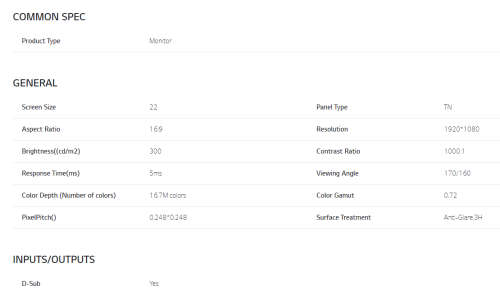 22` LG Flatron W2243s LCD Monitor, VGA Port, 1920x1080