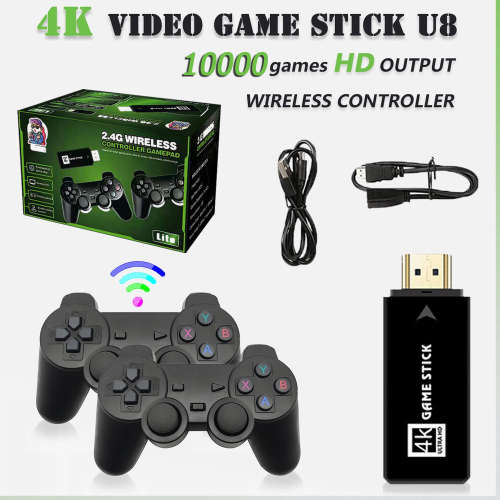 4K Ultra HD Game Stick + 2 x Wireless Controllers Gamepad Set
