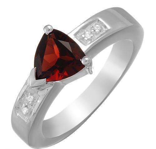 GARNET AND TOPAZ STERLING SILVER RING - SIZE 7