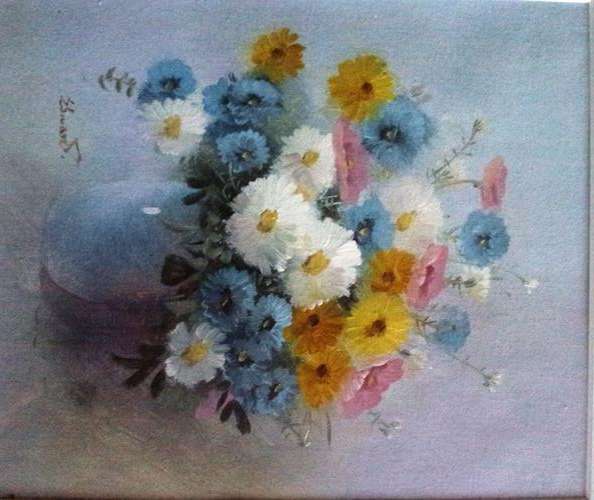 *** FLOWERS *** framed OIL on canvas *** 30cmx37cm *** At low R1 start!
