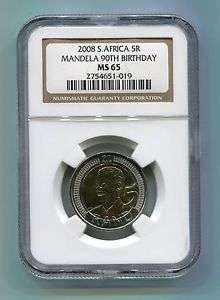 **10 coins** - NGC MS65 GRADED - 2008 MANDELA BIRTHDAY R5