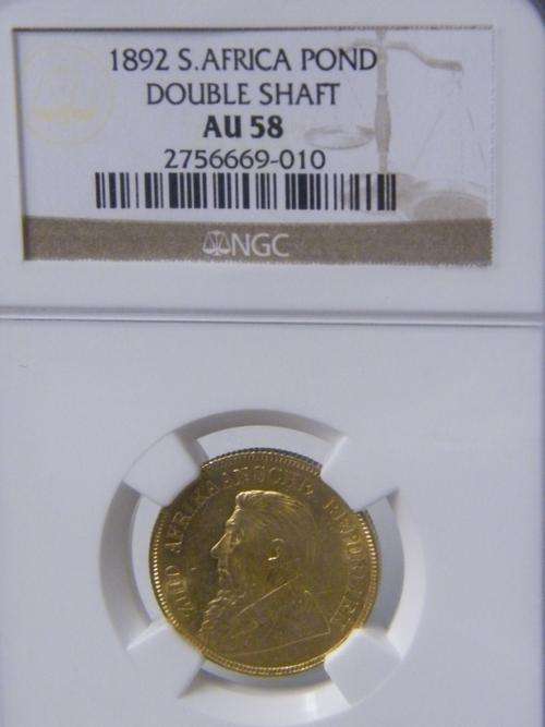 1892 ZAR "DS"  Pond Graded AU58 by NGC - Perfect Lustre !!!