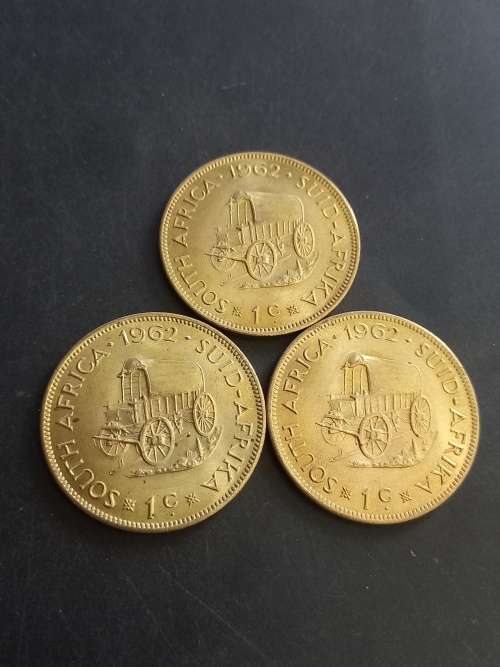 1962 RSA Unc 1c x 3. Bid per coin to take all 3