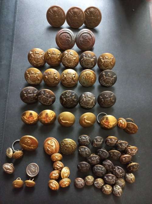 Large Collection of different military buttons