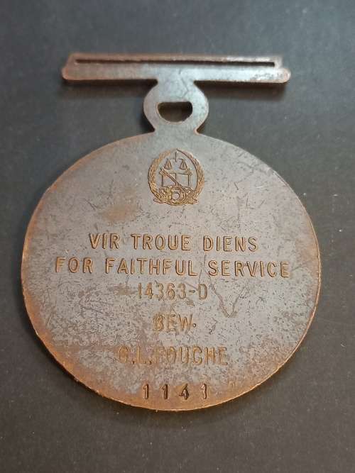 Police Faithful service medal. G.L. Fouche