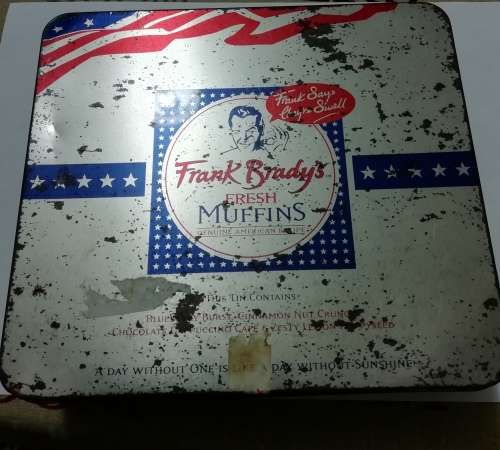 Vintage Frank Brady's tin + 101 mixed old coins