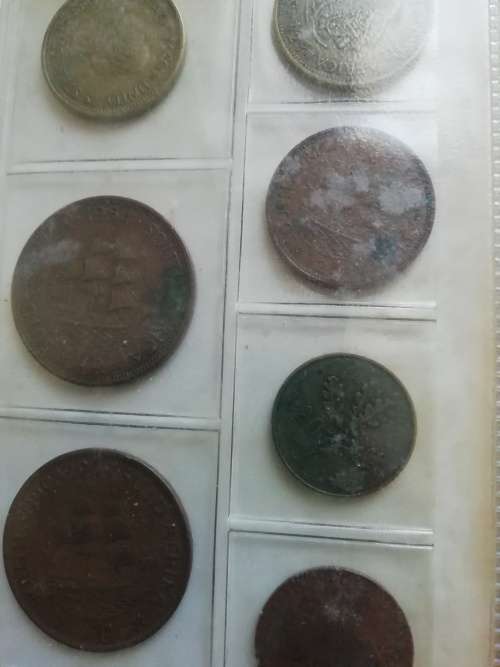 Bickels Coin Album with sleeves and 58 mixed coins.