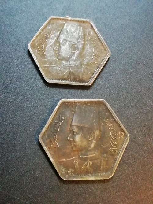 2 x silver Egupt 2 piastres coin lot.