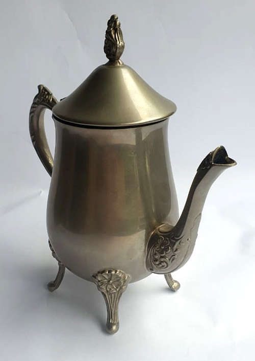 Stunning Vintage Pewter Teapot with Flower Design
