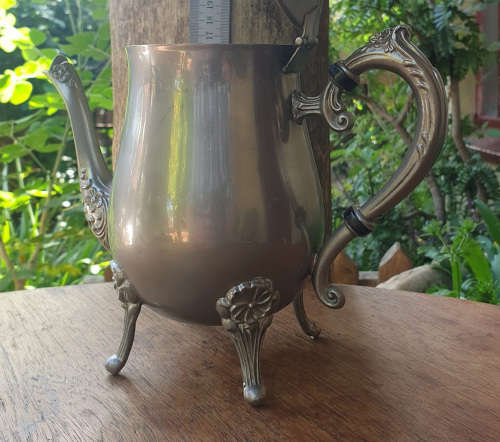 Stunning Vintage Pewter Teapot with Flower Design