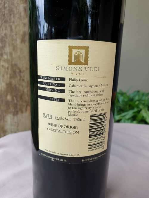 AN OLD BOTTLE OF SIMONSVLEI CABERNET SAUVIGNON - MERLOT