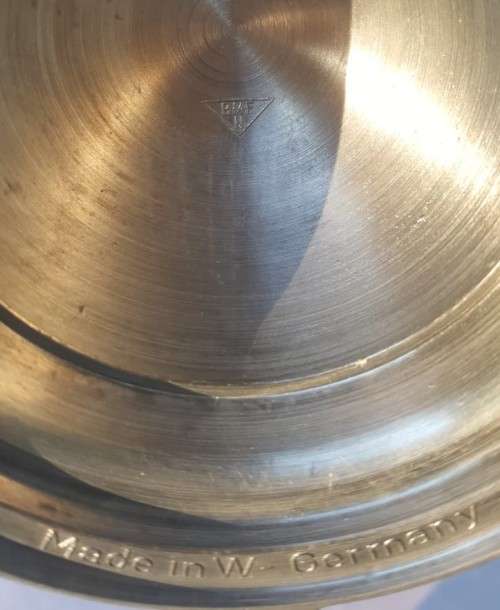 LARGE 28CM GERMAN BEER GLASS MUG WITH PEWTER LID OF ARMY HORSE RIDER