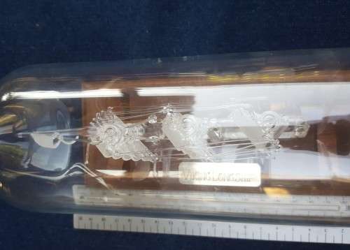 IMPOSSIBLE! BLOWN GLASS VIKING LONGSHIP IN A BOTTLE