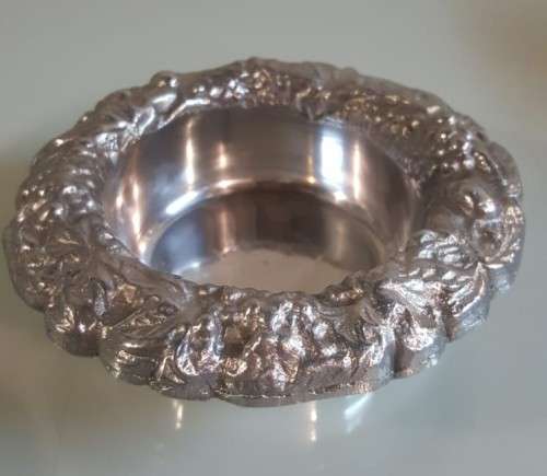 LEAD ASHTRAY WITH FRUIT DECORATED RIM FROM INDIA