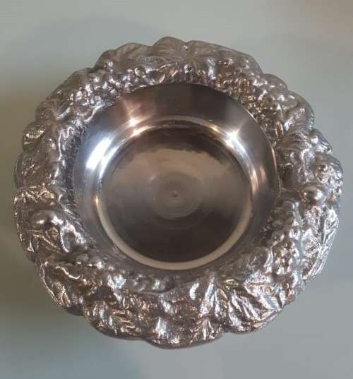 LEAD ASHTRAY WITH FRUIT DECORATED RIM FROM INDIA