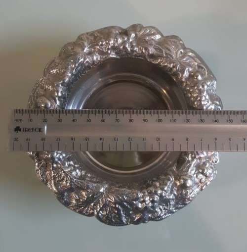 LEAD ASHTRAY WITH FRUIT DECORATED RIM FROM INDIA